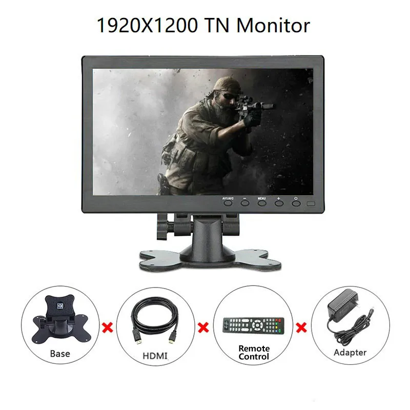 1920x1200 TN Новинка 10,1 дюймов ips 1920*1200 HD монитор портативный дисплей VGA HDMI USB BNC интерфейс для ПК игровой PS3/PS4 с bulid-динамиком - Цвет: 1920x1200 TN