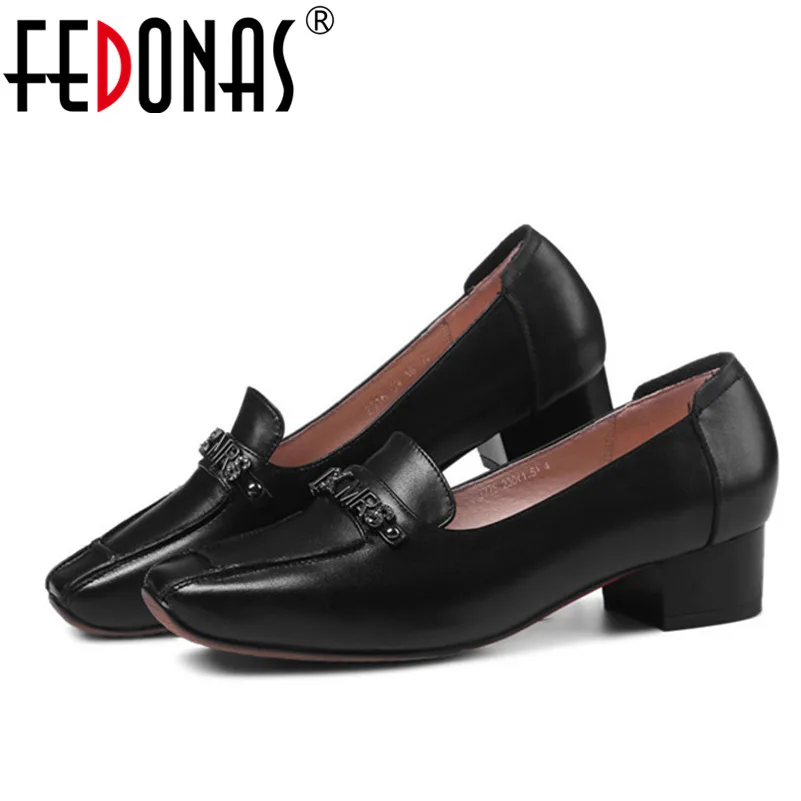 Женские туфли-лодочки FEDONAS из 100% натуральной коровьей кожи на высоком каблуке с