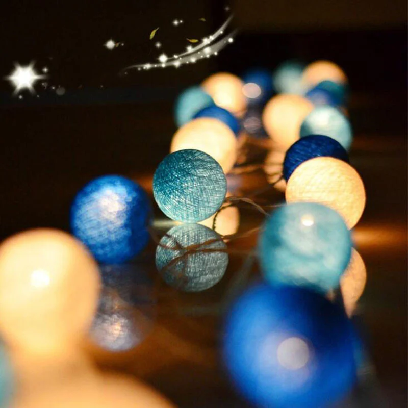 

20 LED Cotton Ball Garland Lights String Christmas Xmas Outdoor Holiday Wedding Baby Bed Fairy Lights Decoration for Bedroom