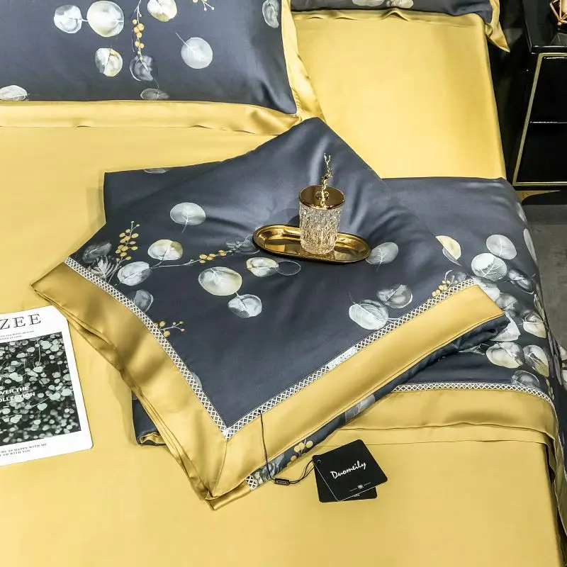 Sondeson Luxury 6A Grade 100% Silk Gray Bedding Set 25 Momme Duvet Cover Pillowcase Bed Linen Queen King 4PCS | Дом и сад