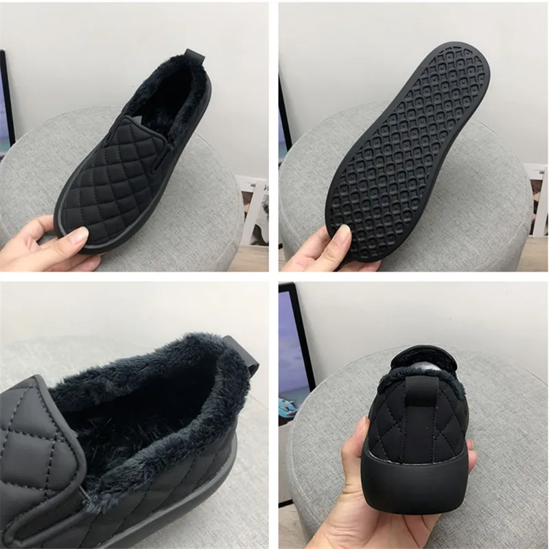 

Winter New Thick-soled Women's Cotton-padded Shoes Velvet and Warm Round Toe Non-slip Flat-bottomed Shallow Mouth Lazy Shoes