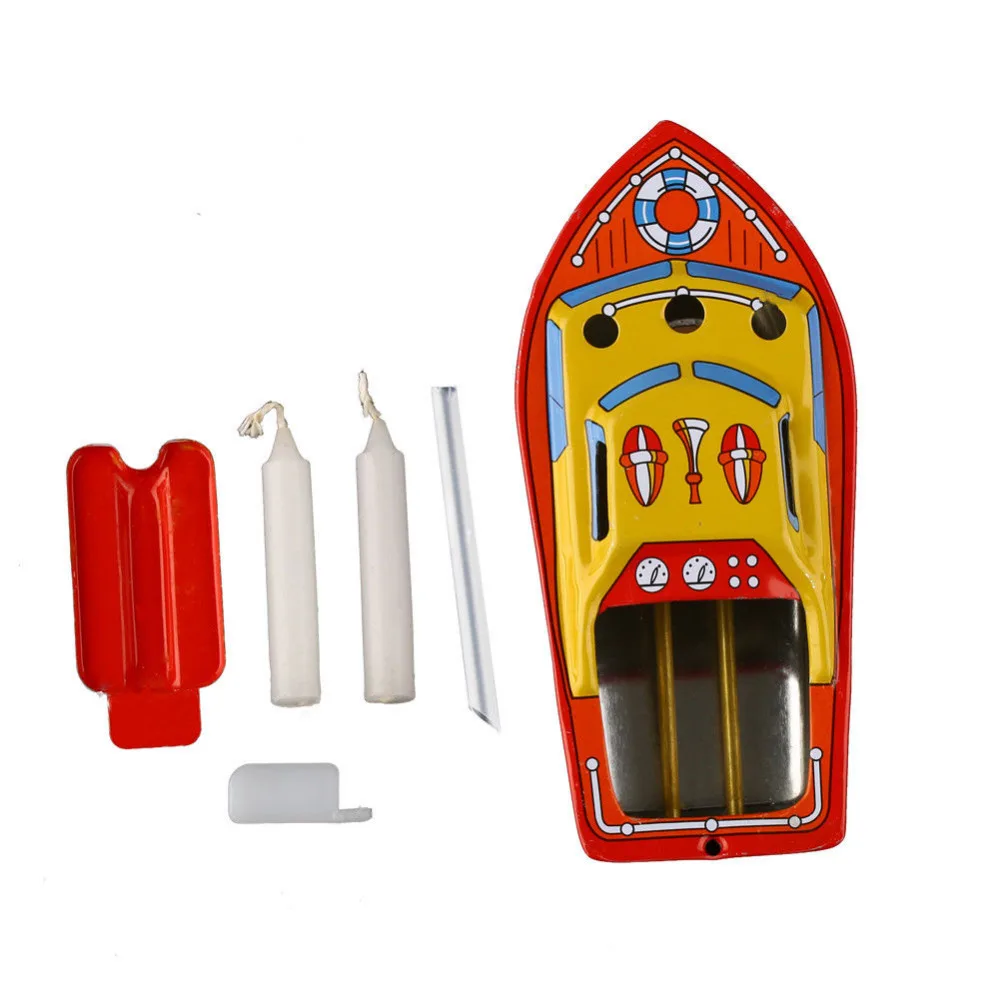 

Vintage Retro Steam Boat Tin Children Toys Candles Powered Put Put Ship Boat Collectable Creativity Kids Toys Gifts Ornaments