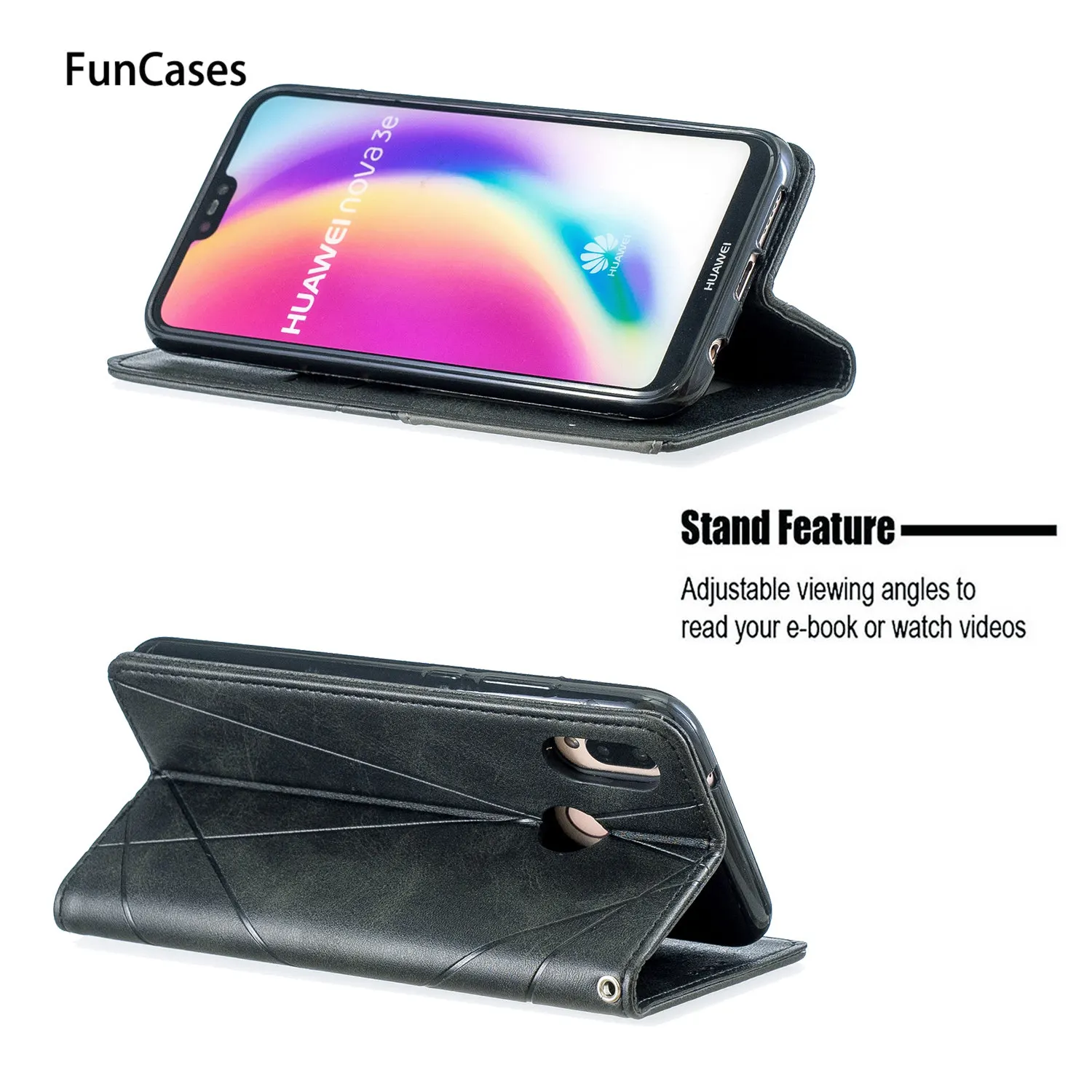 Чехол бумажник из искусственной кожи с откидной крышкой для huawei Nova 3E портативные