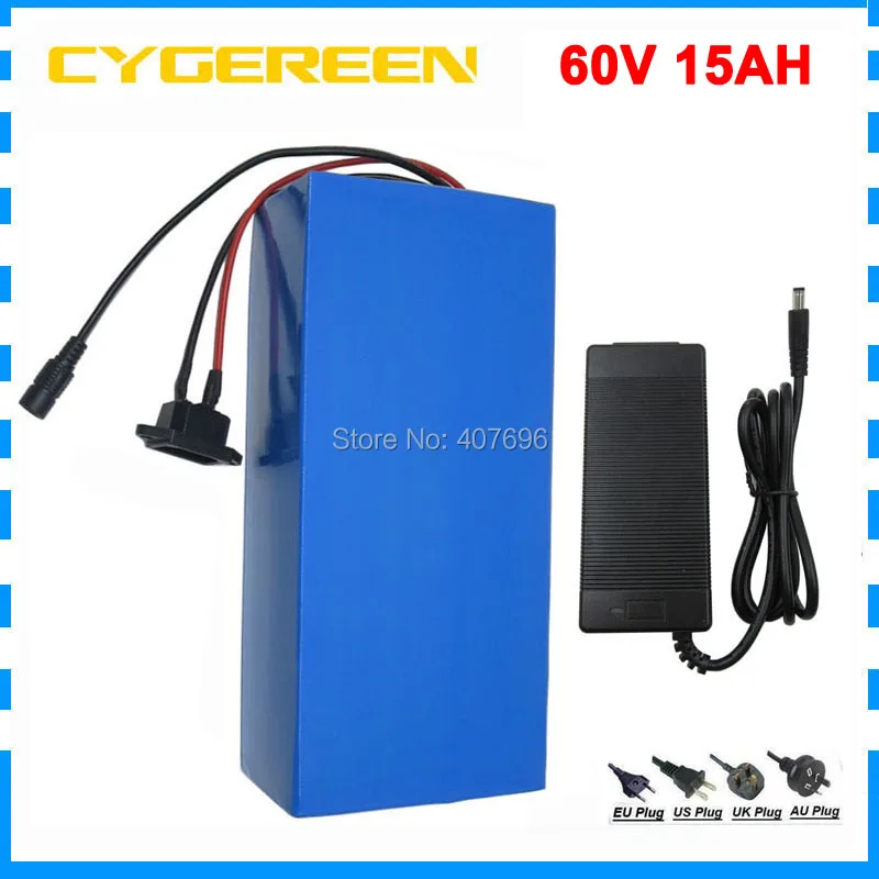 500W 60 V литиевая батарея 60 V 15AH 750W 60 V электрический велосипед батареи 60V15AH 18650 Батарейный блок 15A BMS с 2A Зарядное устройство