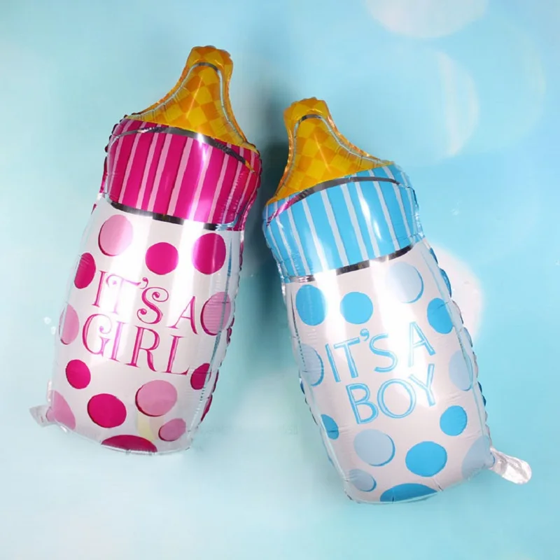 50 шт. для маленьких мальчиков и девочек бутылочки молока розовые синие шарики в