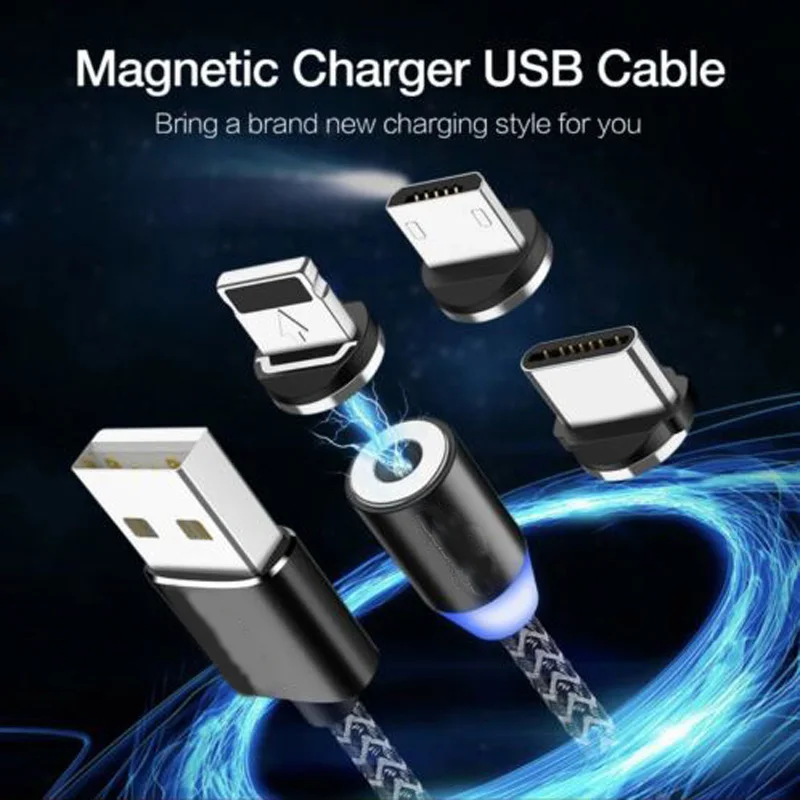 Магнитный зарядный кабель USB 1 м Micro для Samsung J1 J2 J3 J5 J6 J7 Huawei Honor 7X 8X Xiaomi Redmi 6 7 6A 7A