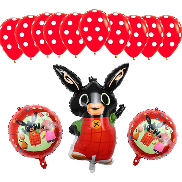 13pcs as picture 15 шт. 86*60 см Bing Банни фольгированные шары мультфильм кролик Воздушные шары 12 дюймов красный черный горошек латексные шары День рождения Декор поставки T - Цвет: 13pcs as picture