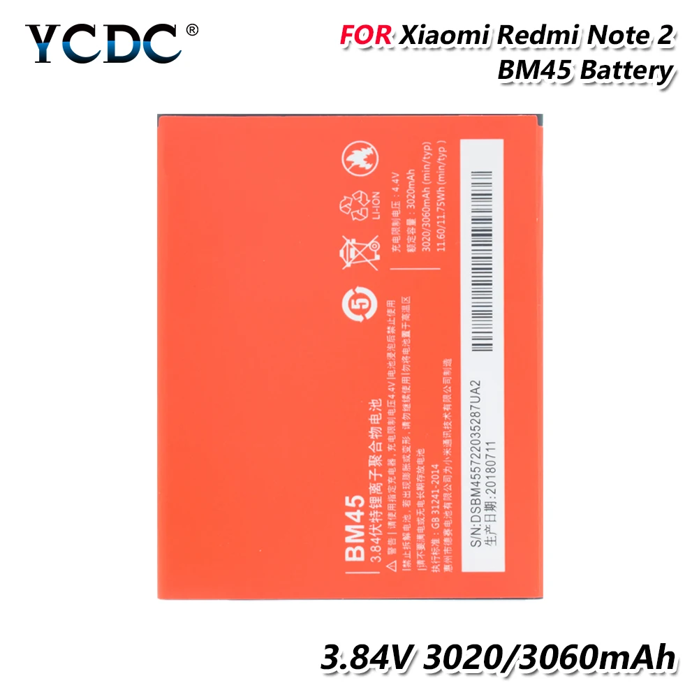2020 Новый 3 84 V 3060mAh BM45 аккумуляторная батарея для телефона BM 45 Xiaomi Redmi Note 2 Hongmi