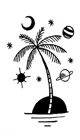 Наклейка для боди-арта, черно-белый Рисунок, маленький элемент, планет, солнце, луна, дерево, тату для переноса воды, флэш-тату