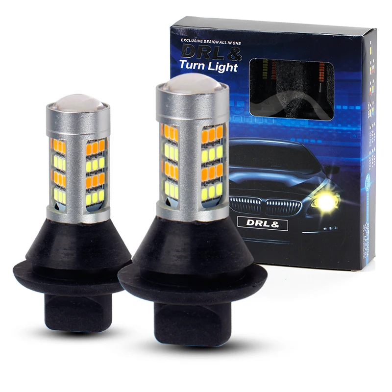 

2x Canbus LED 1156 BA15S BAU15S P21W PY21W 42SMD T20 7440 W21W White Amber with Resistors Car Turn Signal Dual Mode DRL Lamp 12V