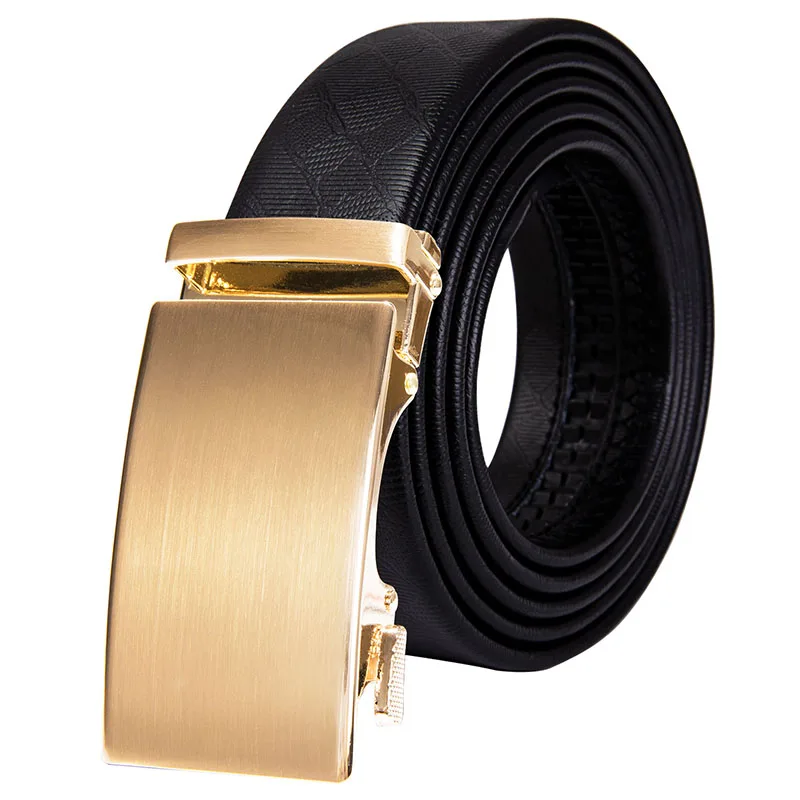 2171-DE-A Hi-Tie, известный бренд, дизайнерские ремни в коробке для мужчин, роскошный ремень из натуральной кожи, джинсовый ремень, модный мужской ремень с золотой пряжкой - Цвет: 2171-DE-A