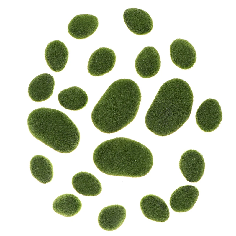 30 шт. 3 Размеры искусственного камня Мосс Rocks декоративные Зеленый мох мячи для