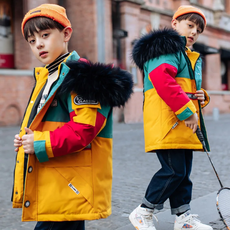 Chaqueta de plum&oacute;n de pato para ni&ntilde;o y ni&ntilde;a, abrigo grueso de invierno, Parka, traje de nieve, 5-14 a&ntilde;os-1