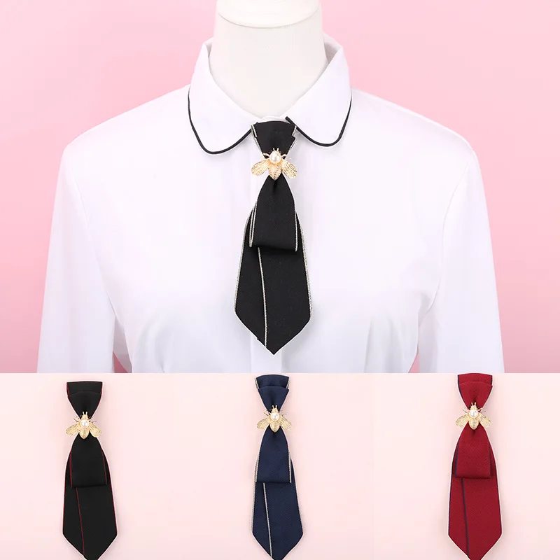 

New Fabric Ribbon Bow Tie Brooch Bee Pearl Shirt Necktie Collar Pins Fashion Brooches Jewelry Gifts for Women Men Accessories