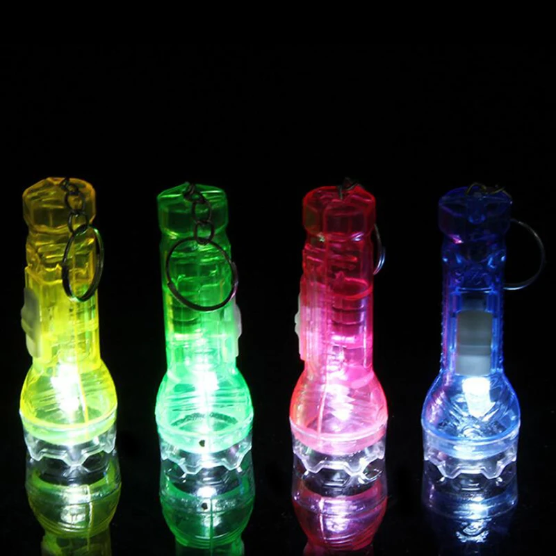 

2pcs Cute Mini LED Flashing Flashlight Toys Kids Flash Light Key Rings Light Gift