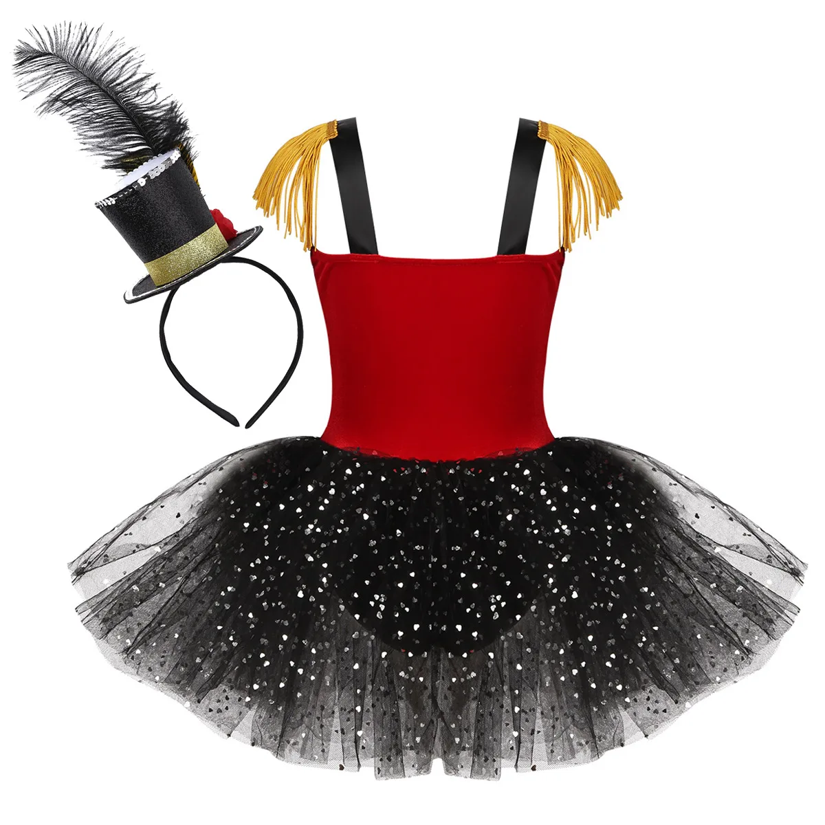 Vestido de tut&uacute; de tul para ni&ntilde;as, trajes de Cosplay para fiestas de Carnaval y Halloween, conjunto de ropa de maestro de circo-1
