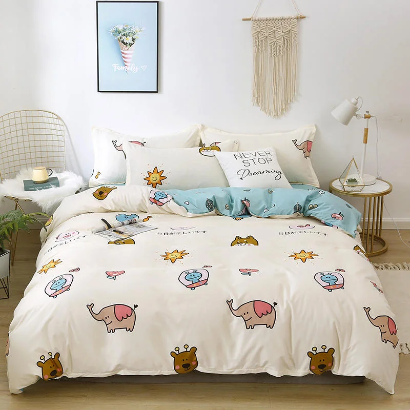 

Solstice Home Textile King Queen Full Twin Bedding Sets Boy Girl Kid Adult Linen Gray Bear Duvet Cover Pillowcase Flat Bed Sheet