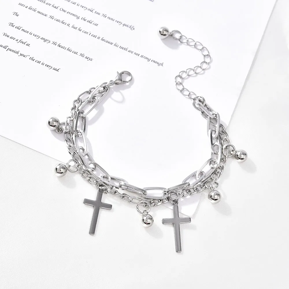 2020 новые модные ювелирные изделия в стиле панк посеребренный браслет с крестом