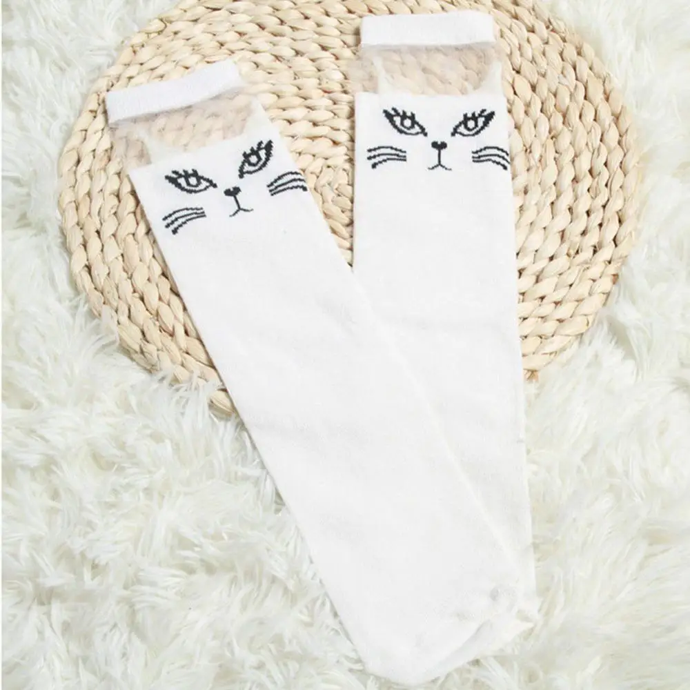 Милые детские чулки для девочек гольфы до колена мягкие черные и белые Колготки с