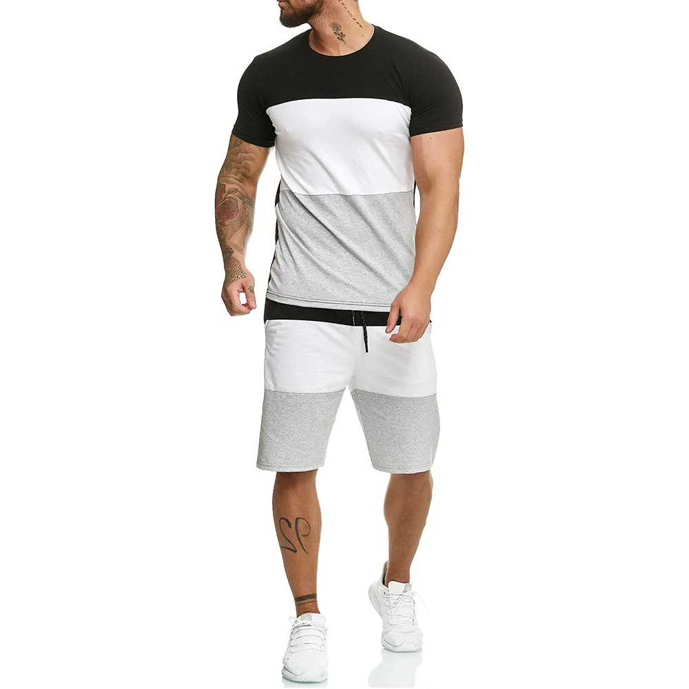 

ZOGAA Men's Sets Mens 2 Piece Outfit Sport Set Stripe Print Sweatsuits Casual Shorts Set Summer Fashion Male Short Tracksuit