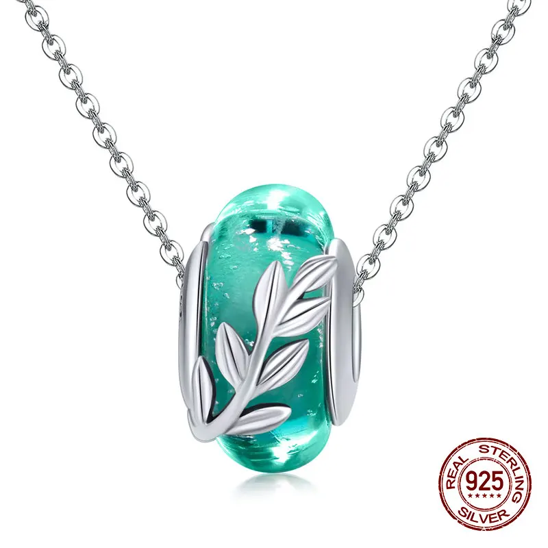 Подходит для оригинального браслета бусы летние листья Хрустальное стекло шарм