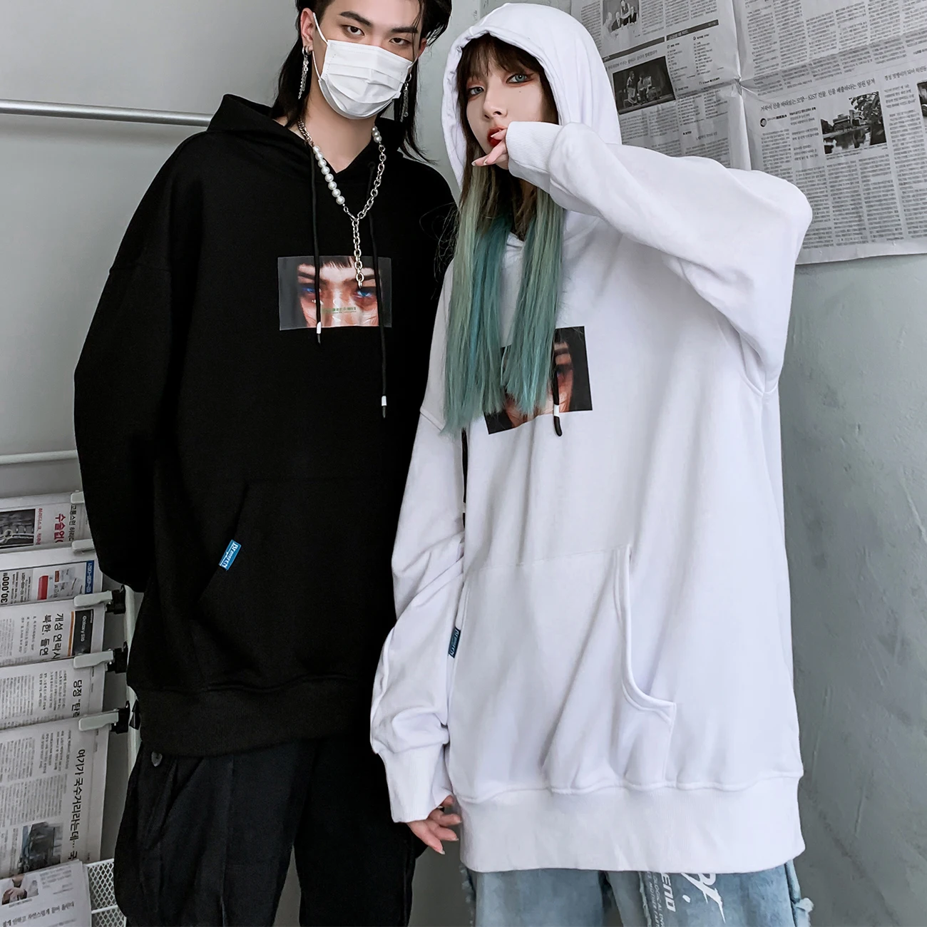 LACIBLE свирепый волк с принтом глаза в стиле Харадзюку толстовка мужская уличная