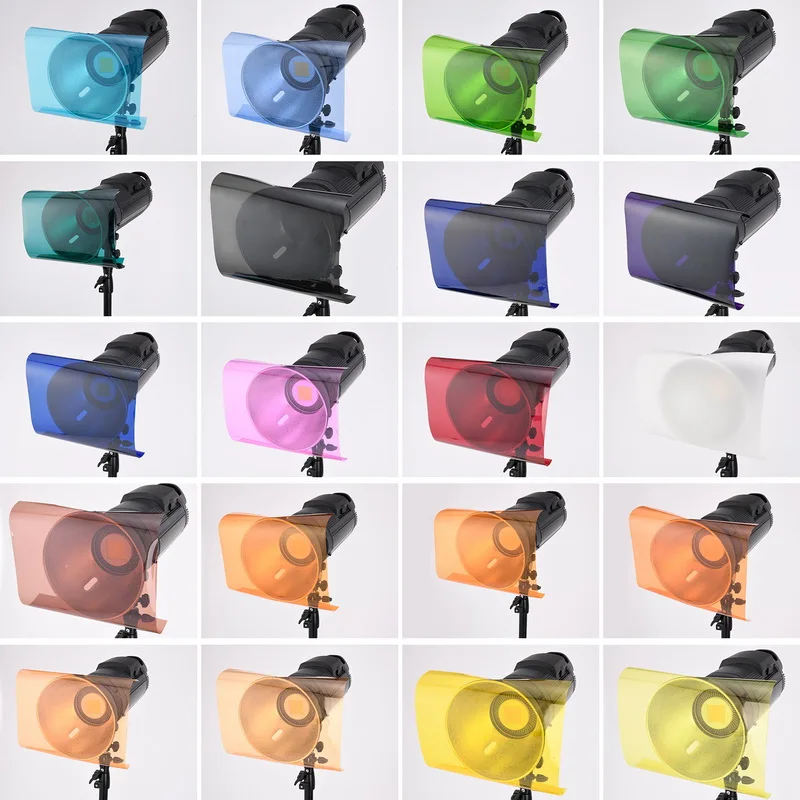 

25cm 20pcs Set Pack of Gel Sheet Transparent Color Correction Light Gel Filter Card for Photography Flashlights