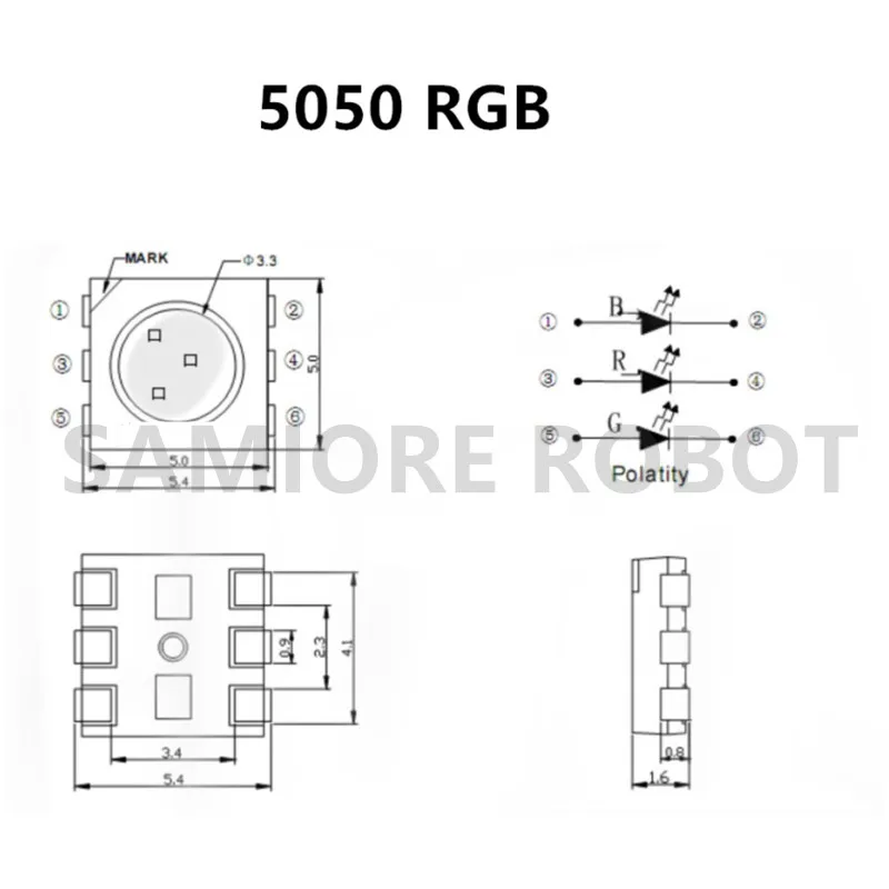 Светодиодный светильник SMT 5050 RGB SMD красный синий зеленый светодиодный с 3 чипами