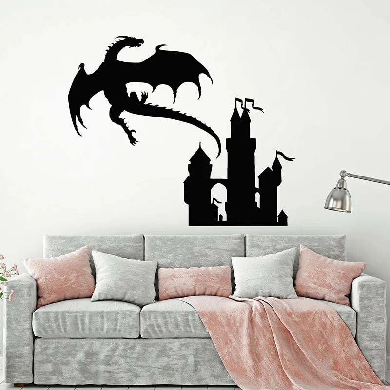 Сказочная Наклейка на стену летающий дракон Принцесса замок виниловые наклейки
