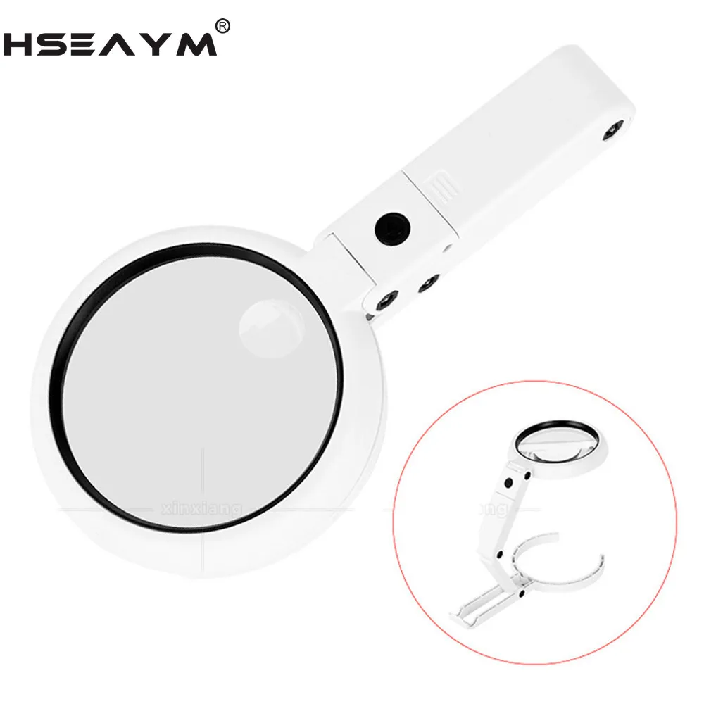 

8 LED Handheld Desktop Folding Jewelry Magnifier USB Plug in HD Reading Repair Lighting Magnifier Magnifying Glass Lamp Loupe
