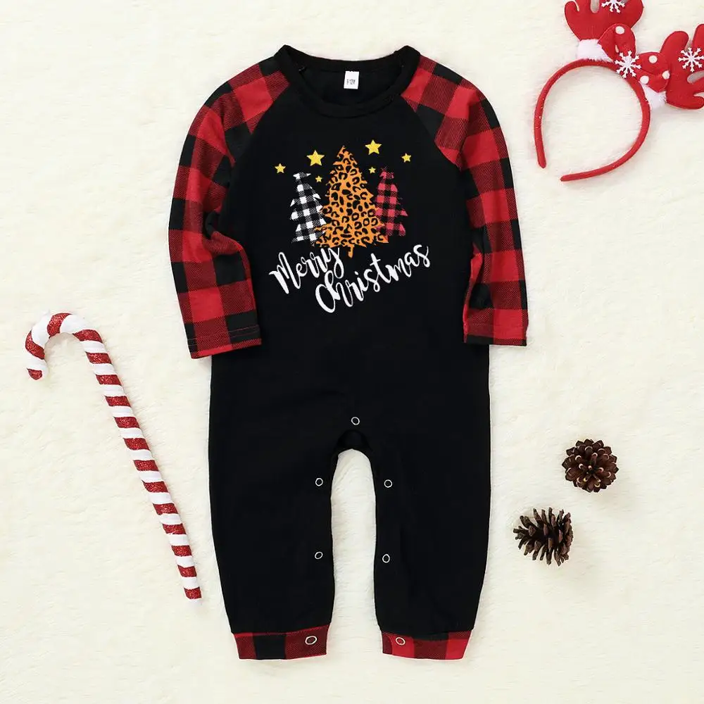 

Christmas Family Parents Child Pajamas Set Long Sleeve Top Plaid Pants Baby Rompers Autumn Spring Dad Mom Kids New Year Suits