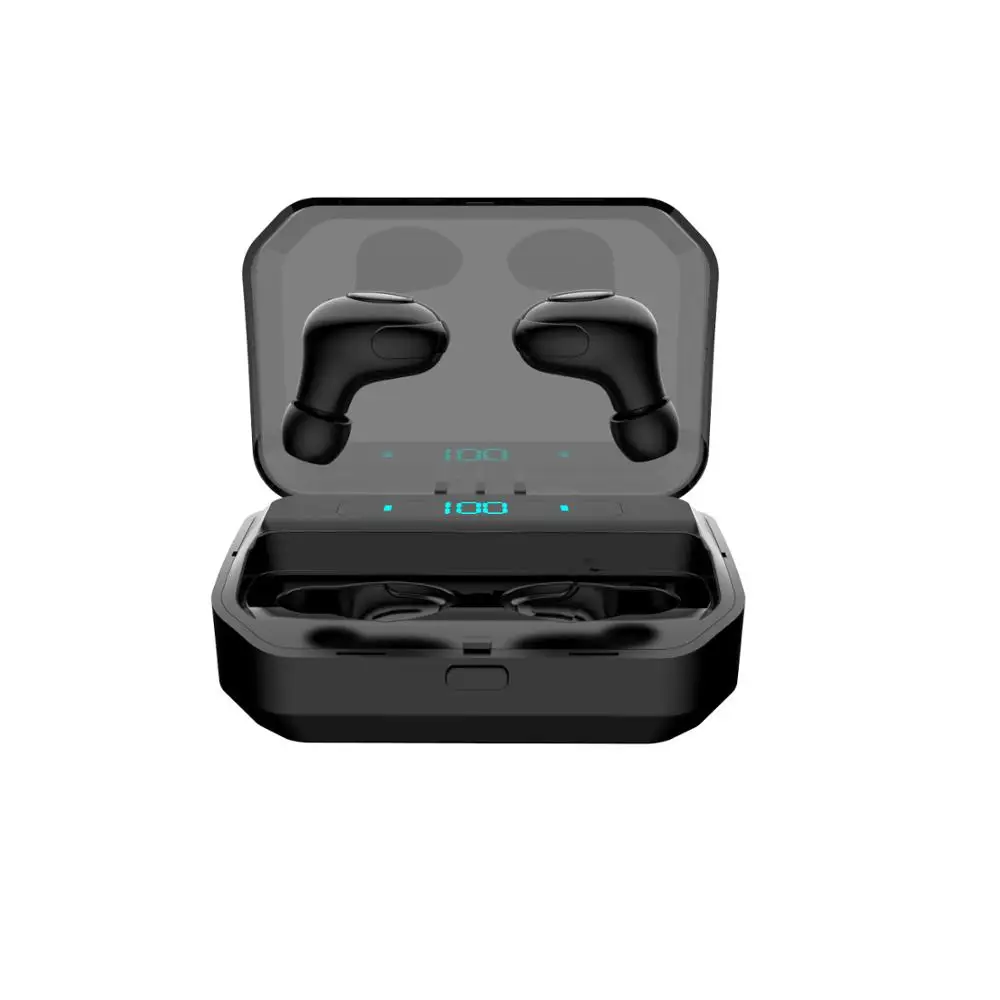 Черный G12 TWS, беспроводные Bluetooth 5,0, наушники, стерео, бас, с микрофоном, громкой связи, беспроводные, Earbus, Спортивная гарнитура для iphone, телефона - Цвет: Черный