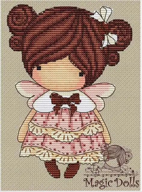 

HH Counted Cross Stitch Kit Fan blowing a fan Handmade Needlework For Embroidery 14ct Cross Stitch Magic doll Cinnamon doll