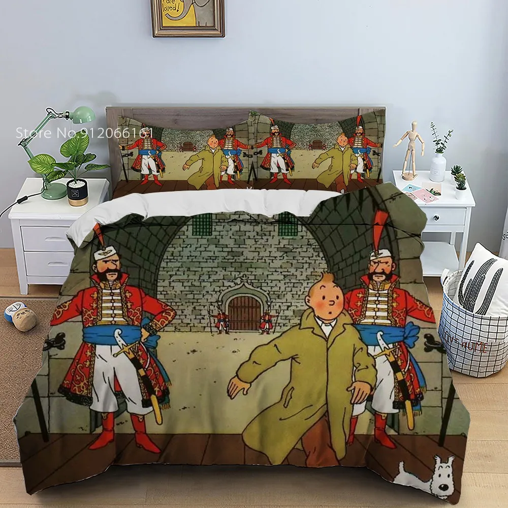 Приключения Тинтина Постельное белье 2/3 шт японская анимация пододеяльник для