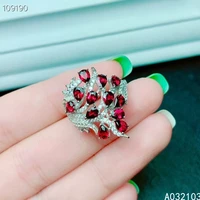kjjeaxcmy fine jewelry 925 sterling silver inlaid natural garnet womens luxury elegant popular gem ring support detection