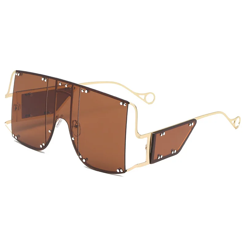

Fashion Punk Wind Sunglasses Dazzle Colour Metal Frame Decoration Sunglasses Eyewear Square Frame Ocean Women Sun Glasses Hot