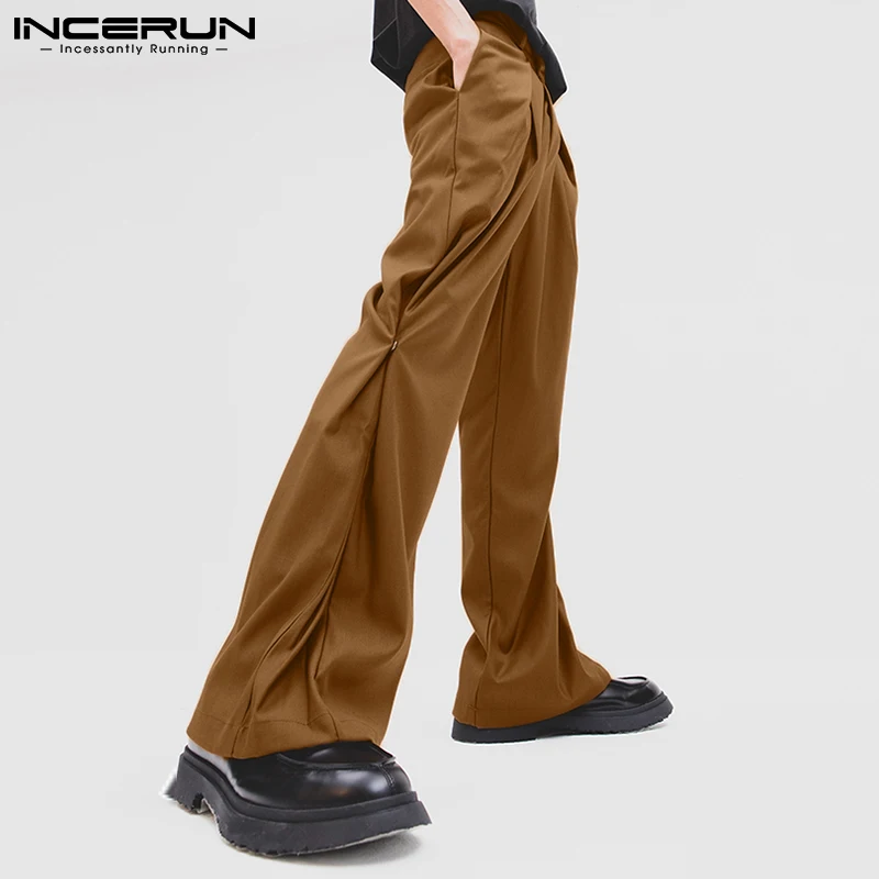 

Новые мужские модные бриллиантовые однотонные повседневные свободные удобные длинные брюки микро-клеш модные драпированные брюки