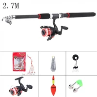2 7m fishing rod pole spinning reel with line lures hooks fishing float beads bell lead combo full tools accessories set