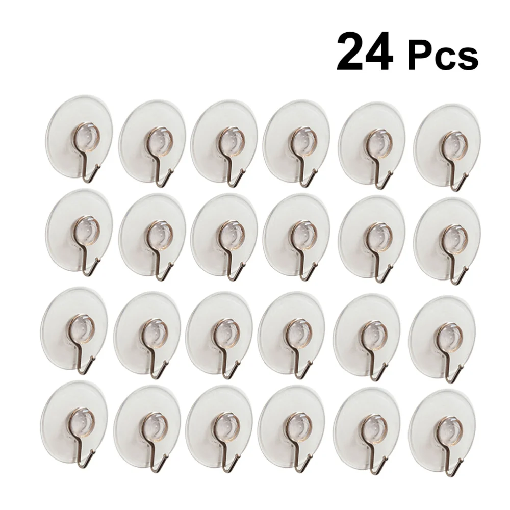 

24pcs Vacuum Suction Cup Hooks Transparent PVC Wall Hooks Heavy-duty Hangers for Bathroom Kitchen