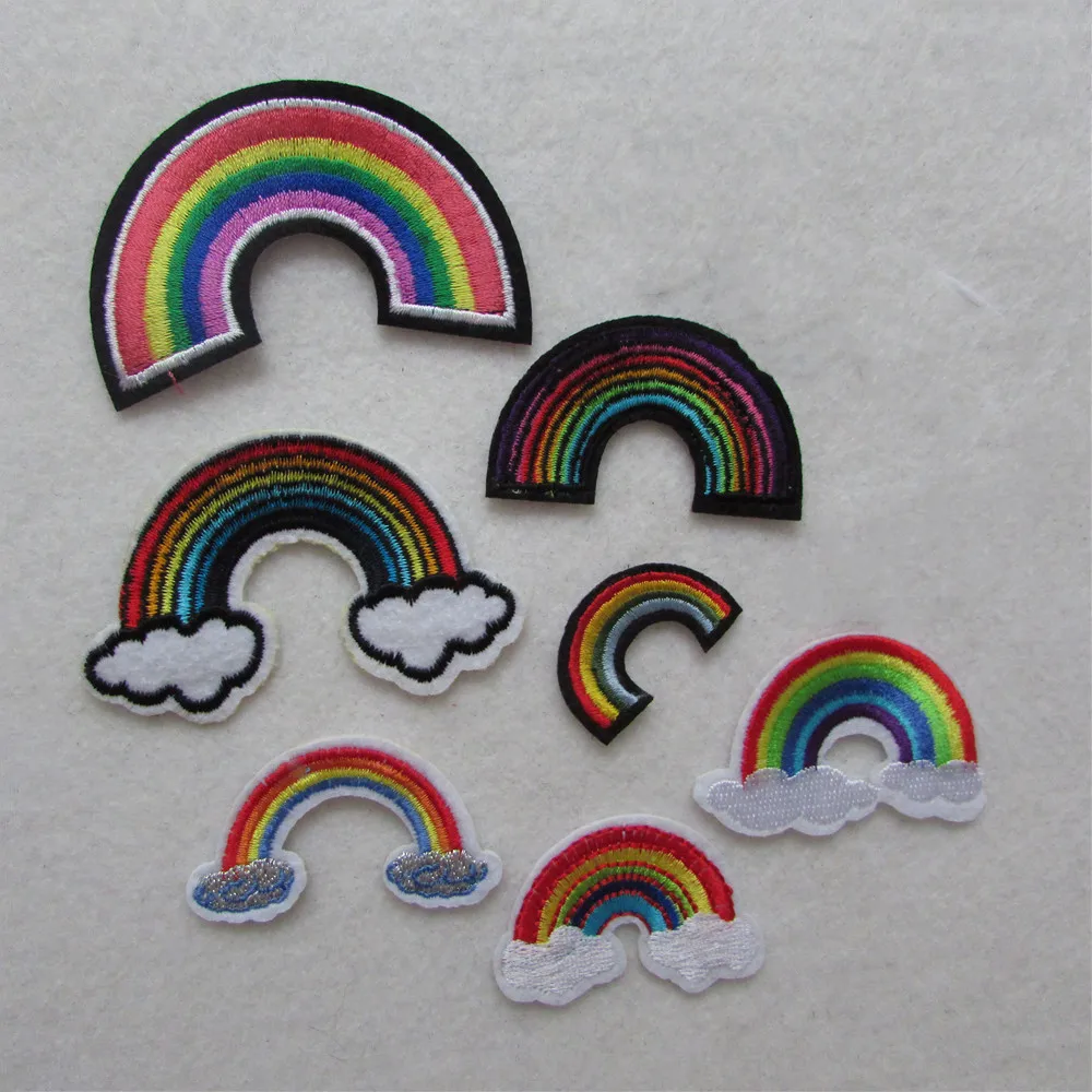

brand new rainbow Mixed patches Iron-on Embroidery Patches For Clothing Fabric Patch Badge Stickers For Clothes Decoration