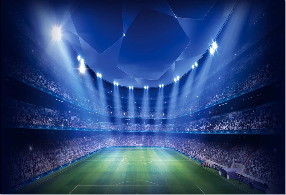 

7x5FT Beautiful Stadium Soccer Football Blue Sky White Spotlight Custom Photo Studio Backdrop Background Vinyl 220cm X 150cm