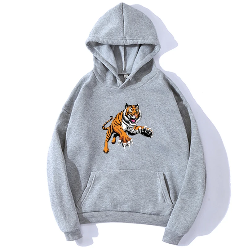 Худи женское оверсайз с принтом тигра Повседневная Уличная одежда в стиле хип