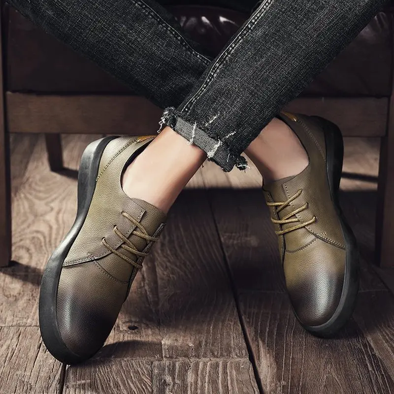 Мужские модельные туфли на плоской подошве мужские формальные винтажные из