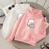 cute cat cartoon print hoodies women harajuku kpop sweatshirt warm streetwear clothes kawaii fashion casual pullover hoodie
