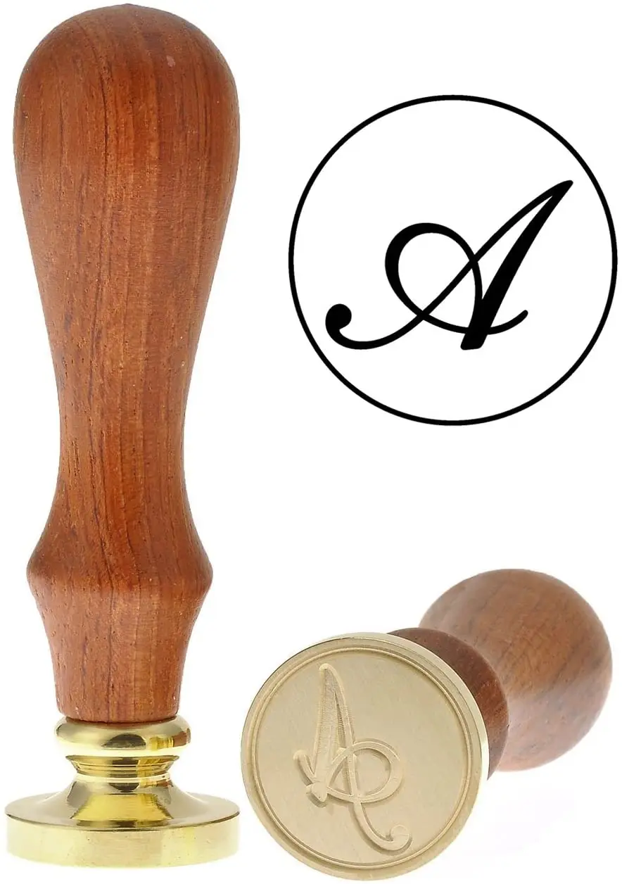 

Letter A Wax Seal Stamp Vintage Retro Brass Head Wooden Handle Alphabet Letter A Classic Sealing Wax Seal Stamp (A B …Z)