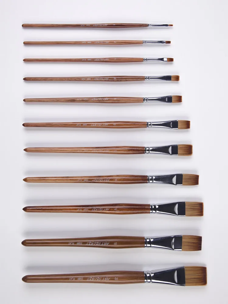 

ArtSecret 2089F High Quality Synthetic Hair Oak Wooden Handle Paint Brushes Artistic Painting Art Brush For Professional Painter