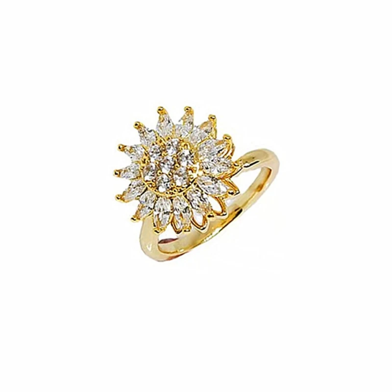 

Vintage Fidget anxiety Relief Ring Jewelry Rings adjustable Sunflower Spinner Ring Pendant Party Gifts for Women Girls