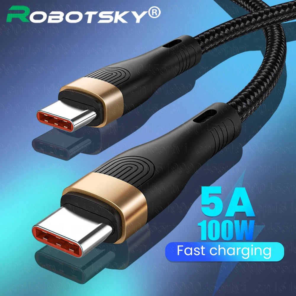

PD 100W USB C To Type C Cable 5A Fast Charging Cable For Samsung s10 s9 USB C Data Cable Phone USB-C Type-C Quick Cord Wires