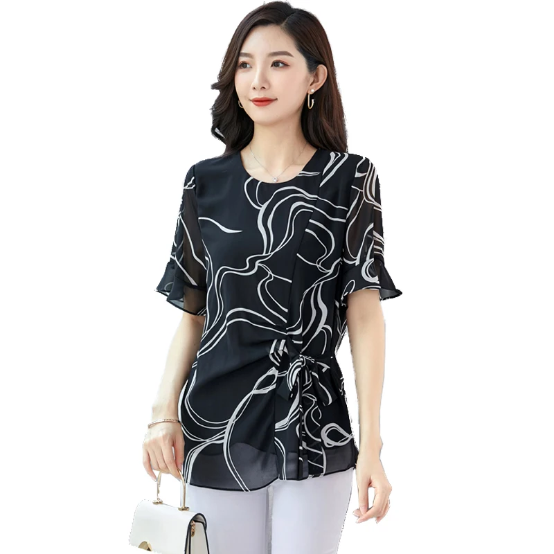 

Blouse Women Plus Size Shirt Women Blouse Chiffon Printed Fashion Woman Blouses 2020 Summer Ladies Tops Women's Clothing Shirts