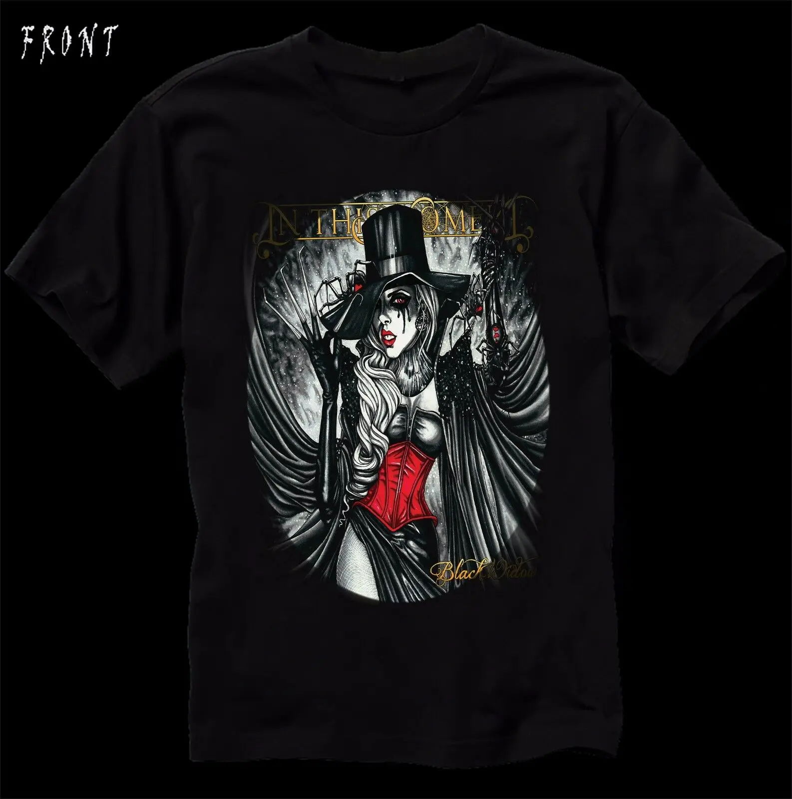 В этот момент-черная Widow-Американская металлическая лента T_shirt-Размеры: S до 6XL